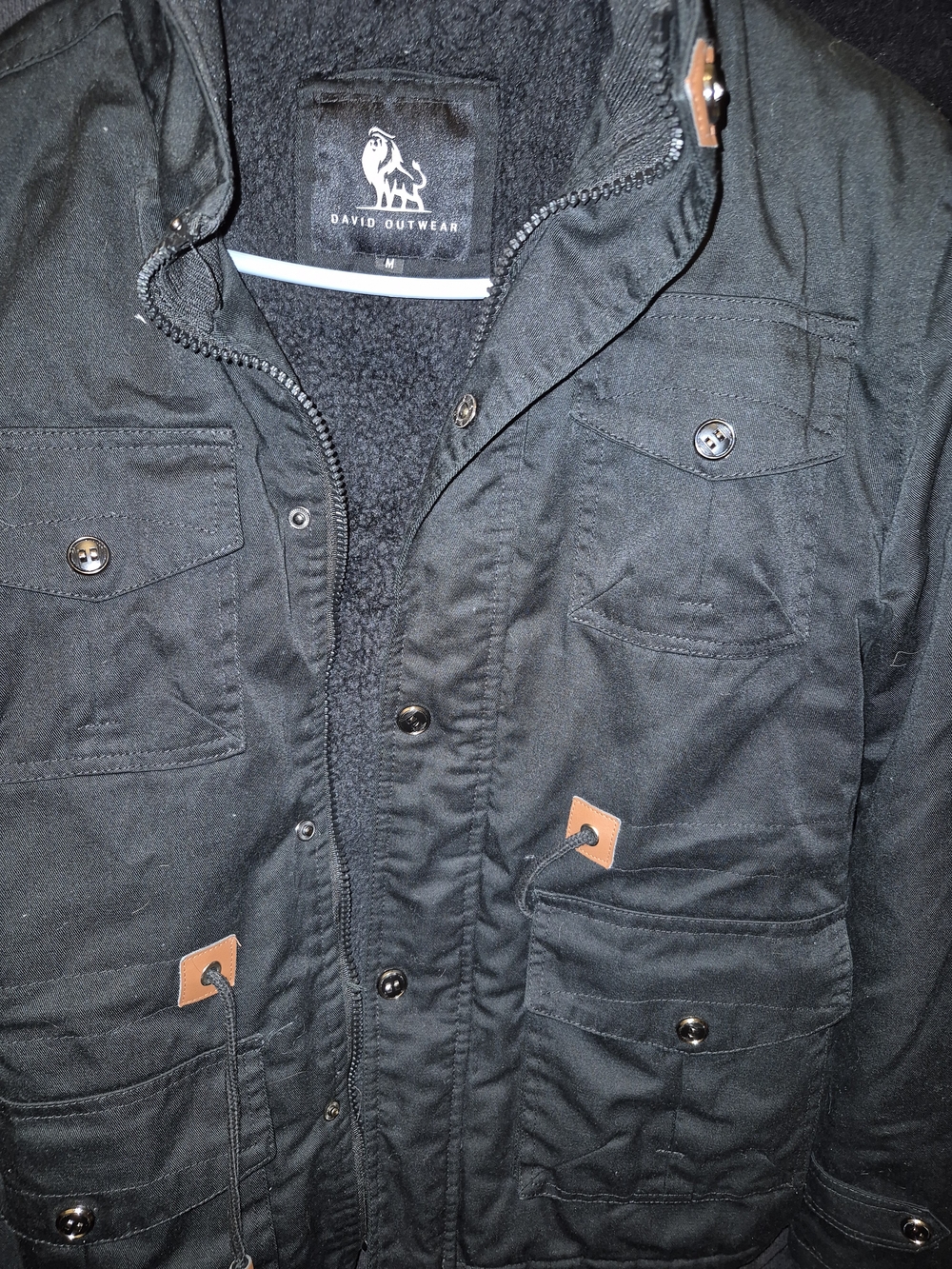 Men’s Black Field Jacket with Sherpa Lining